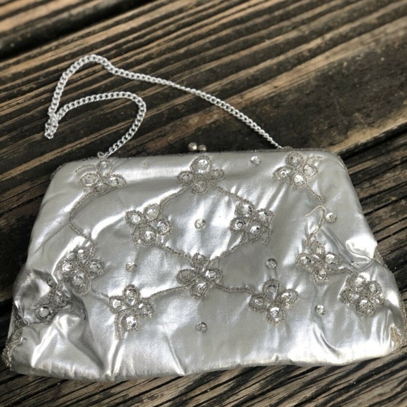 Bon Soir Beaded Sequin Purse Metallic Evening Bag Clutch Wallet Vintage 50s 60s - Picture 2 of 8